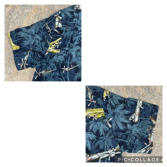 Kalaheo Fighter Bomber Airplane Hawaiian Beach Summer Military Camp Shirt - Sz L - Picture 11 of 15
